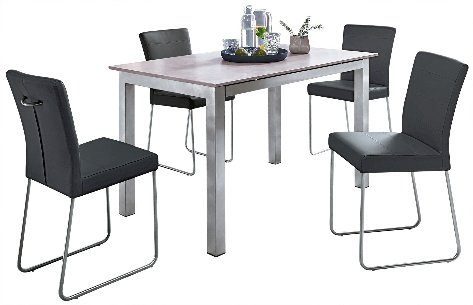 vito Esstisch 130 x 80 cm NB Betonoptik foliert/Metall grau gepulvert