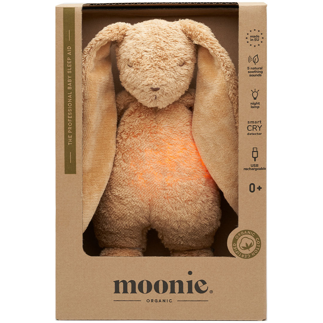 Moonie 2.0 next gen knuffelkonijn met nachtlamp cappuccino natur
