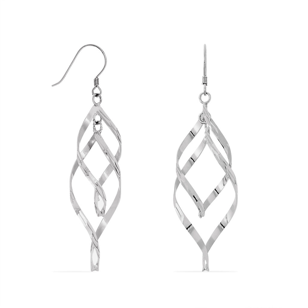 Boucles D'oreilles Pendantes Lisi Argent Blanc