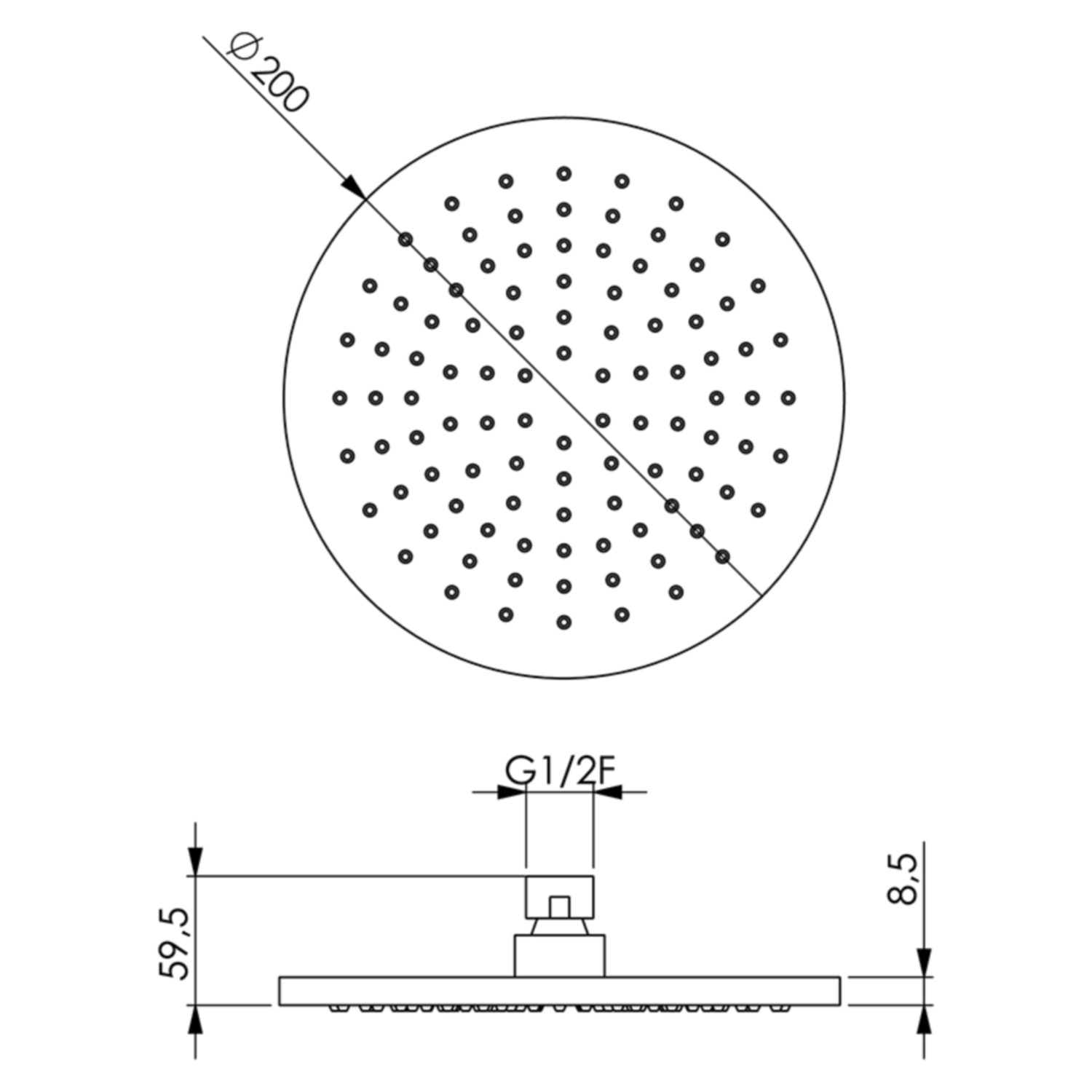 Salenzi Giro douchekop geborsteld messing 20cm