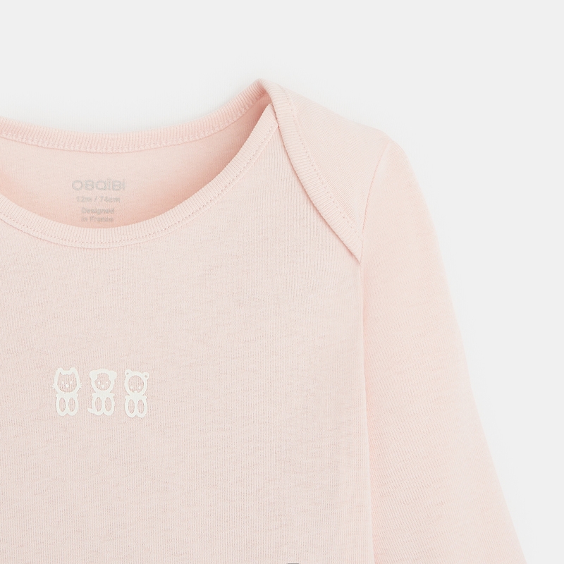 Body manches longues col US (lot de 5) rose naissance