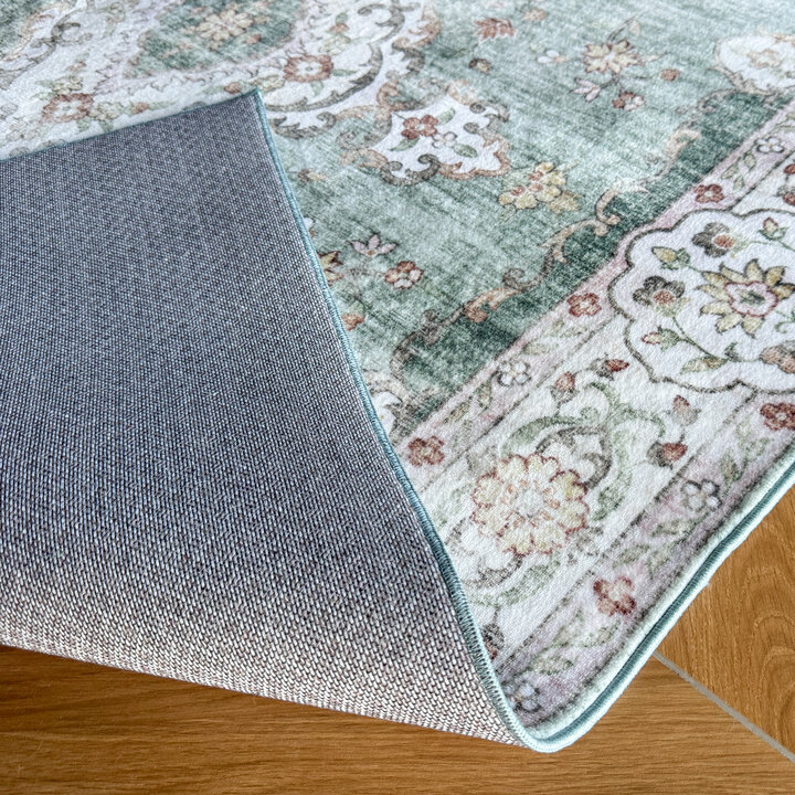 Vintage vloerkleed - Ember Medaillon  Groen | OEKO-TEX & Wasbaar