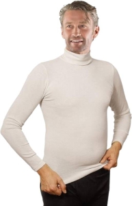 EUSANA Herren Langarmshirt L Rollkragen ivoire