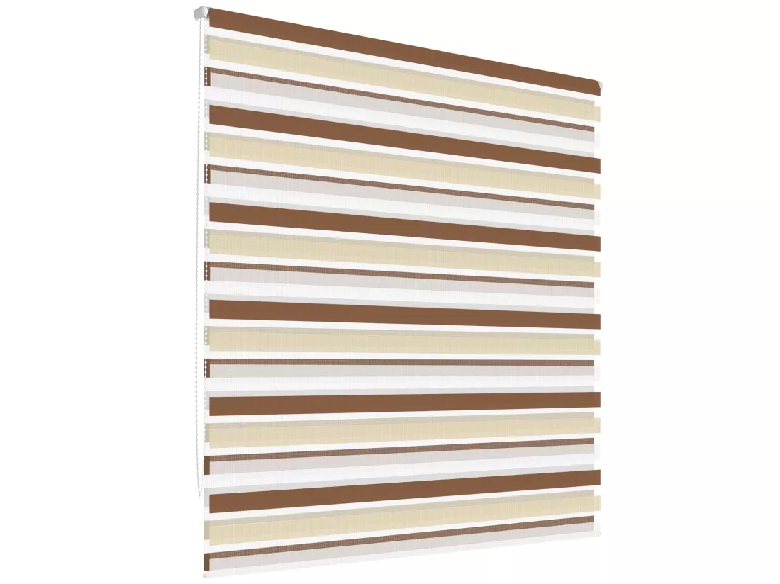 Store enrouleur double 45 x 150 cm Blanc-Beige-Marron Klemmfix ECD Germany