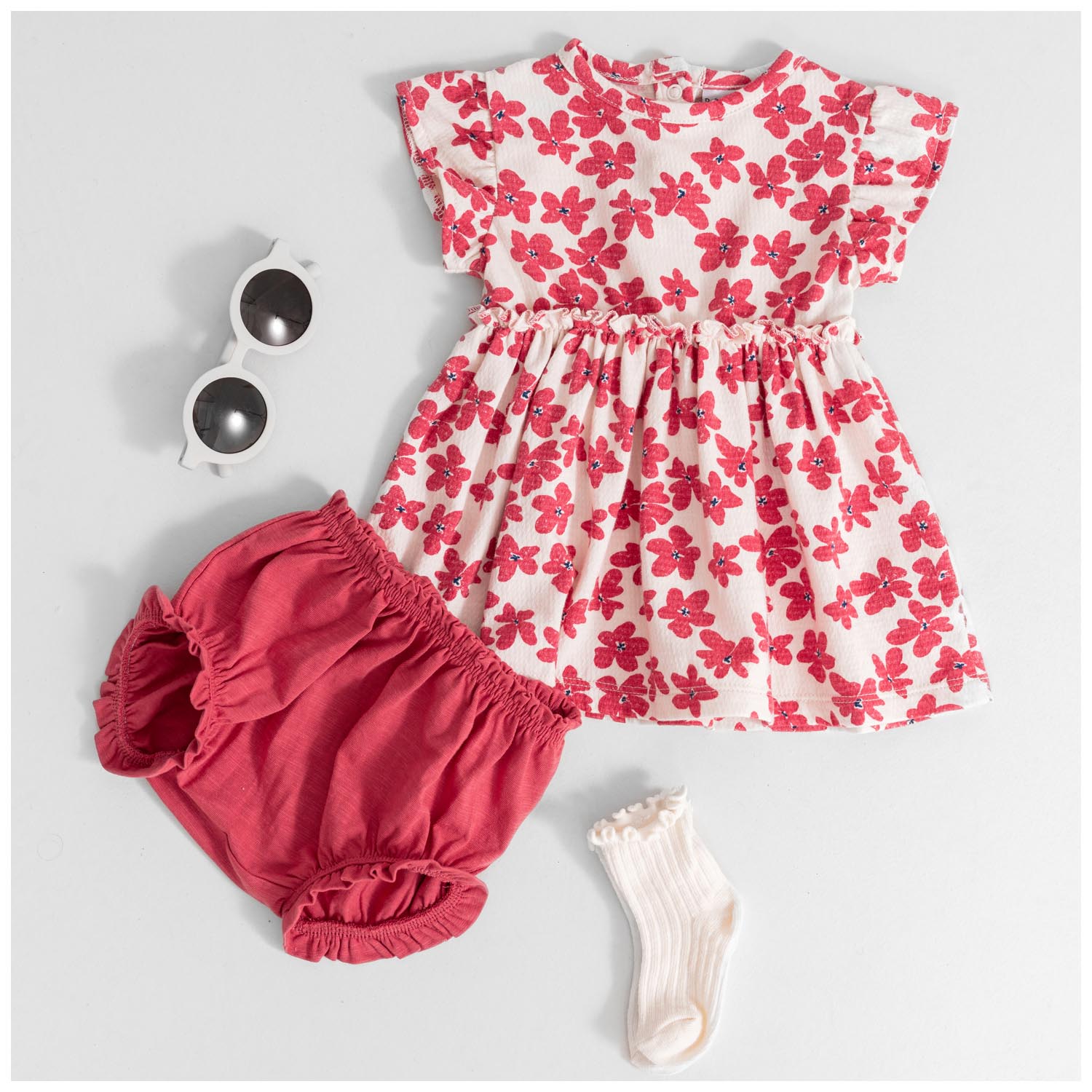 Prénatal baby jurk korte mouwen bloemen multi