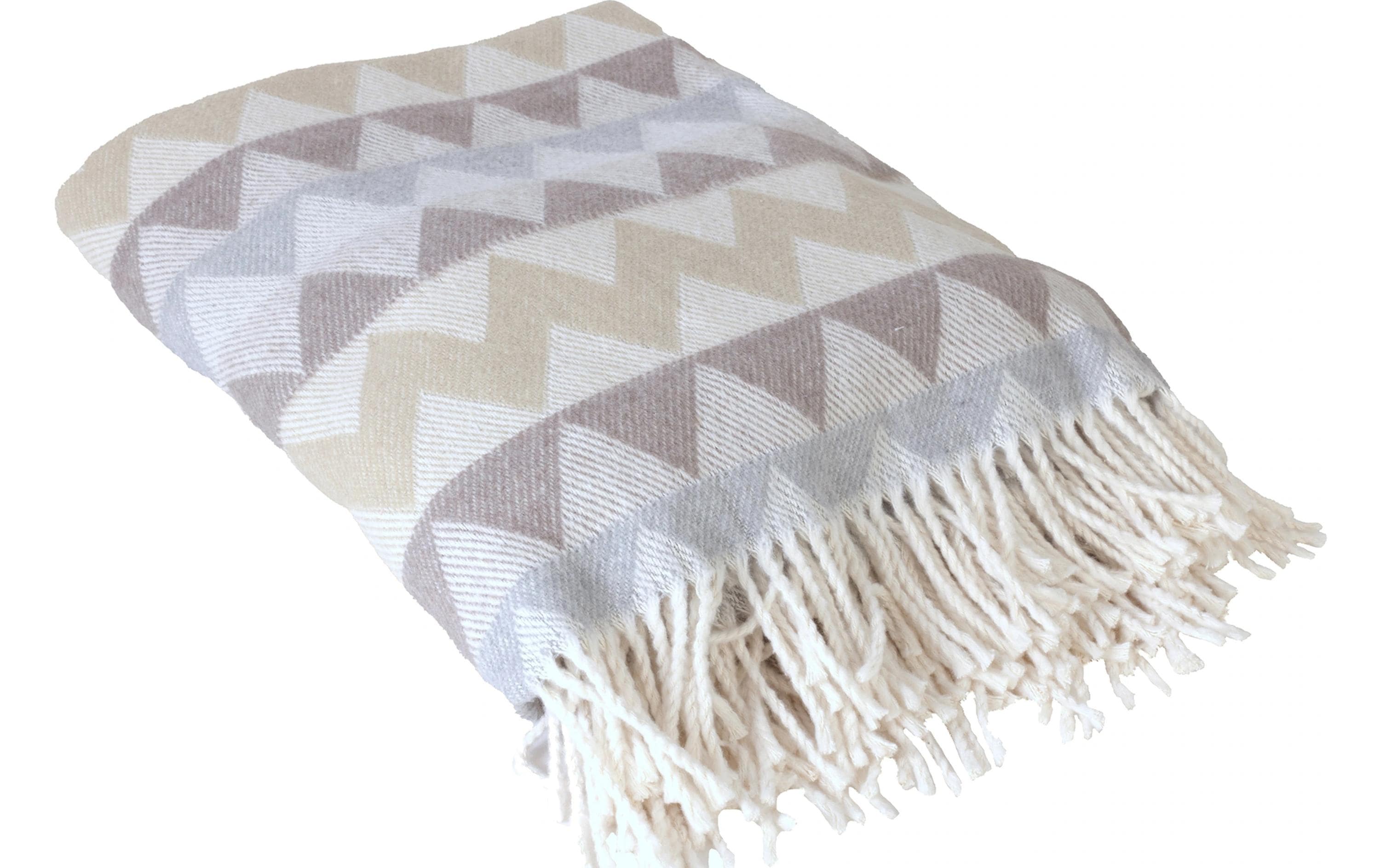 Decke Zickzack 150 x 200 cm, Beige/BlauTagesdecke