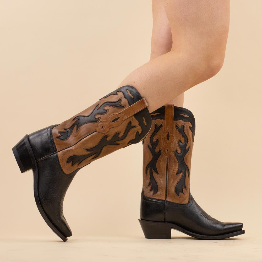 Old West LF1531E cowboylaarzen Bruin - Zwart