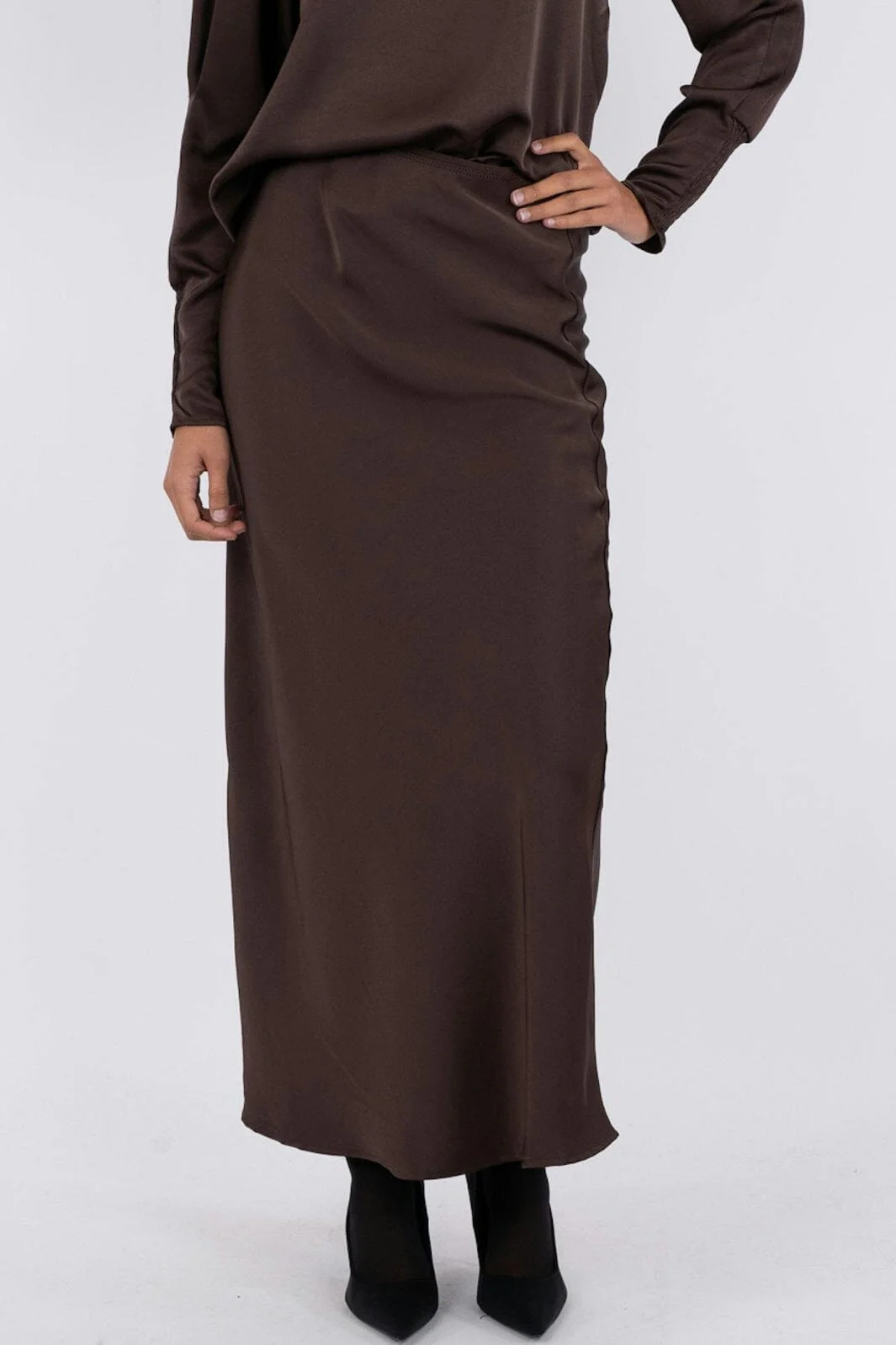 Neo Noir Vicky Heavy Sateen Skirt 159588 dark brown