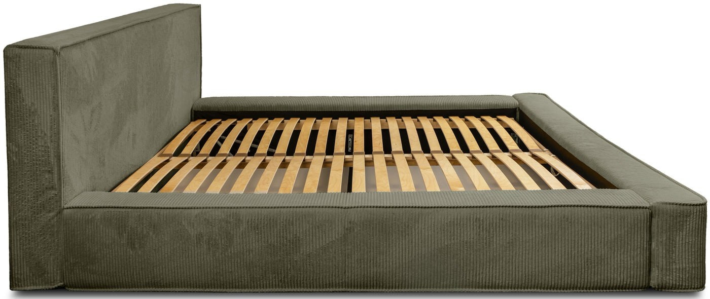 Trae Mobler Harmon 180x200 cm Gestoffeerd Bed Olijfgroen