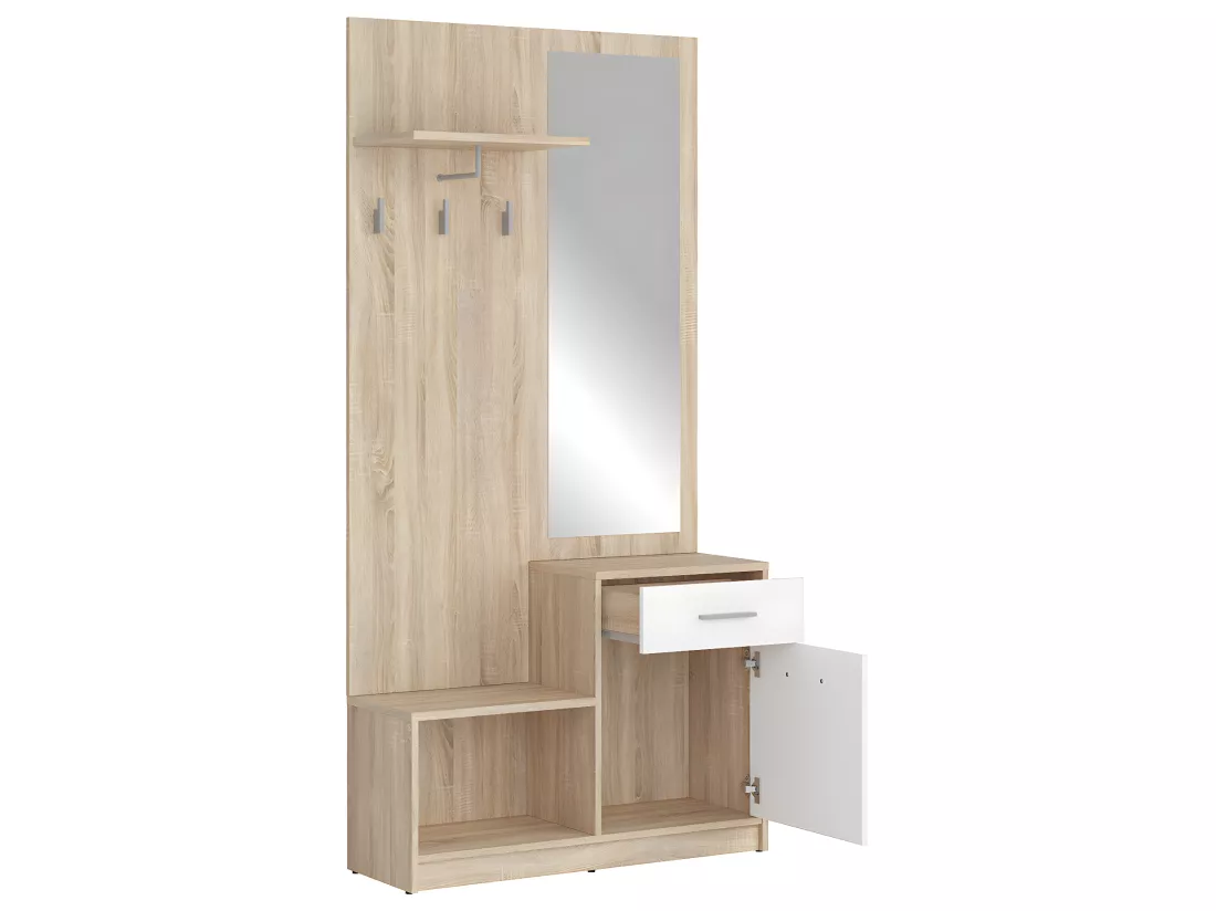 Meuble entrée Ewen Bois et Blanc