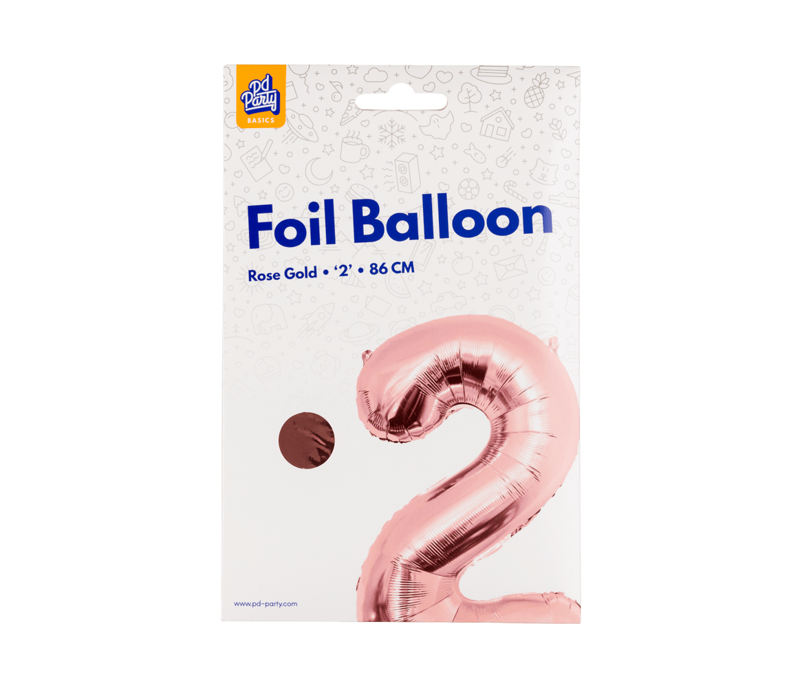 2 Jaar Cijfer Ballon Rose Goud Leeg 86cm