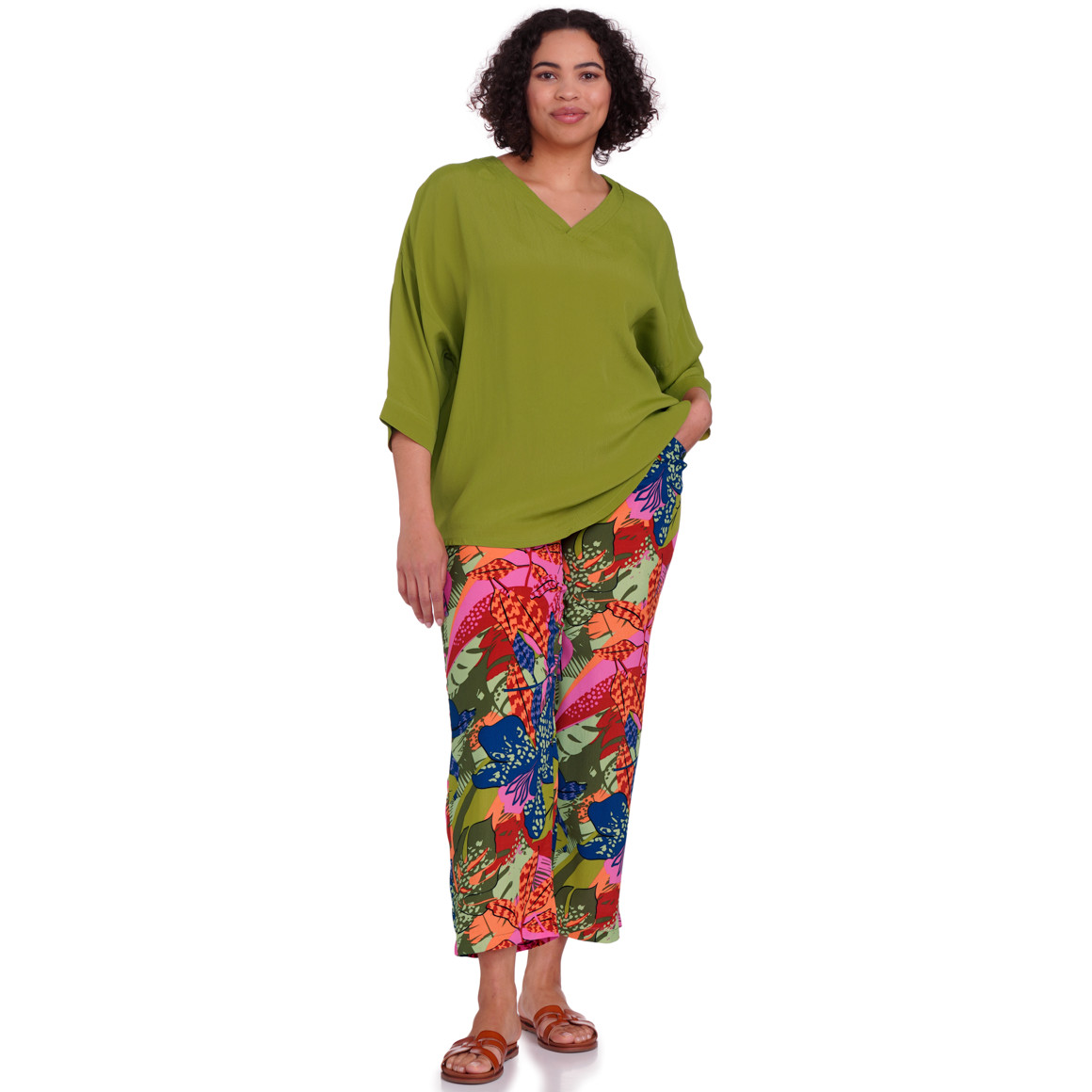 Gina Benotti Damen Hose mit Allover-Print hellgrün / bunt
