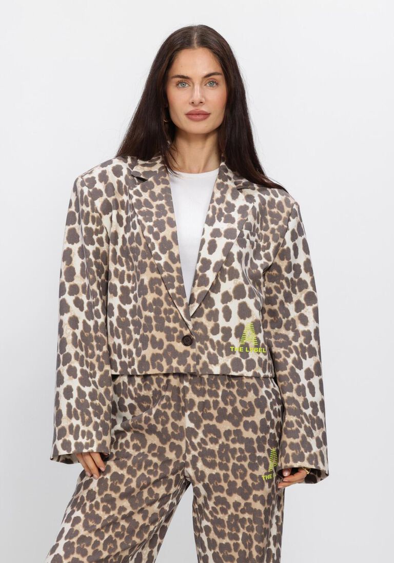 multi alix the label blazer ladies woven animal cropped blazer
