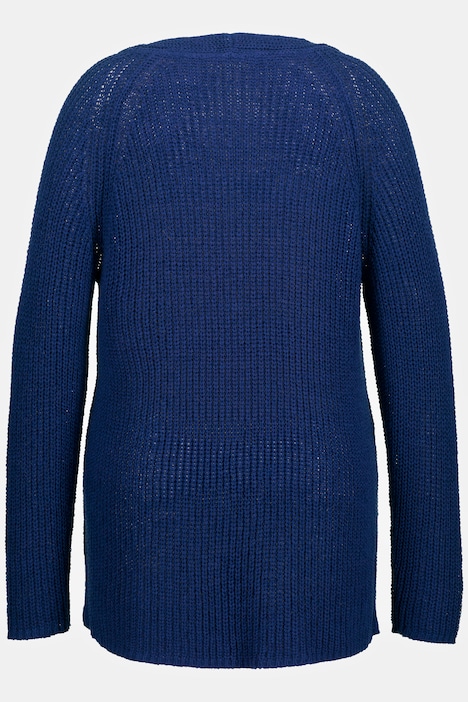Strickjacke, Bändchengarn, V-Ausschnitt, Schmuckknopf