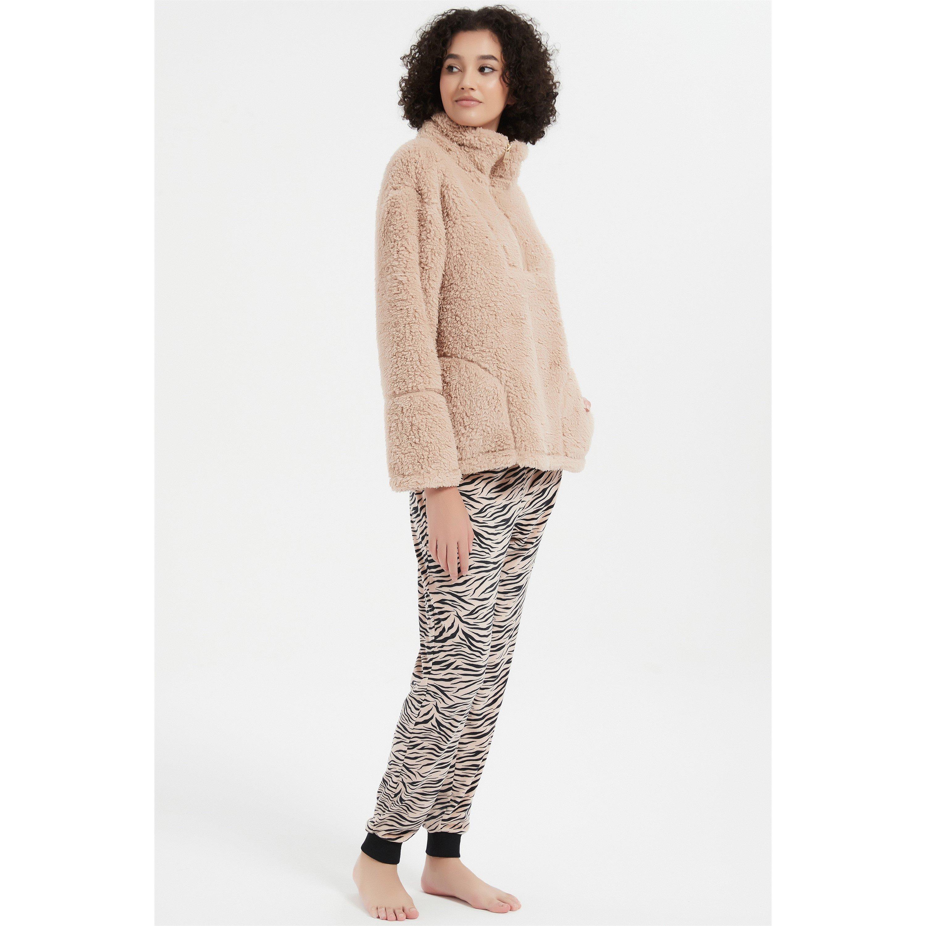 Linea Ladies Animal Quarter Zip Lounge Set