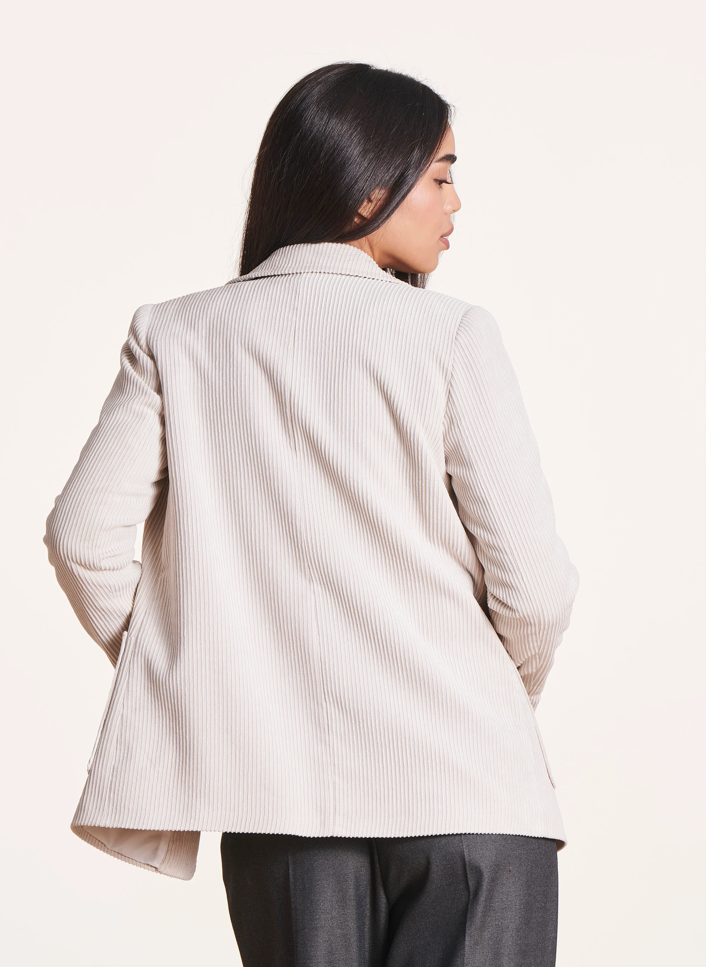 Veste de tailleur côtelé | Beige