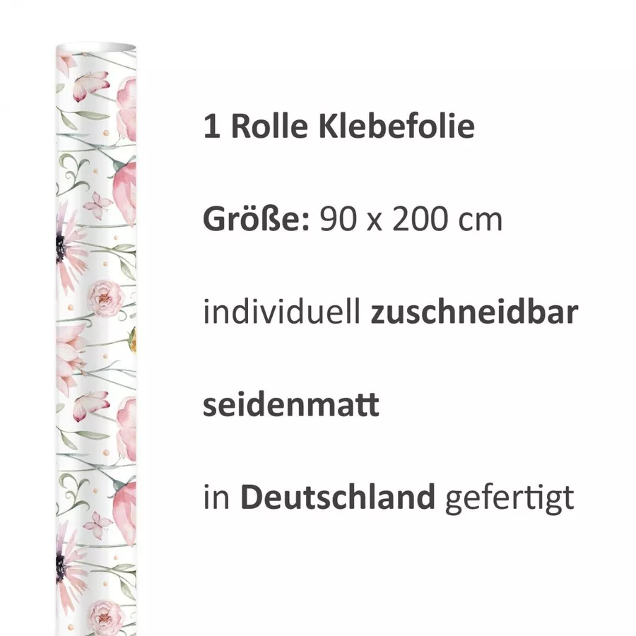 Nikima Klebefolie KF-26 selbstklebende Folie - Blumenwiese rosa bunt