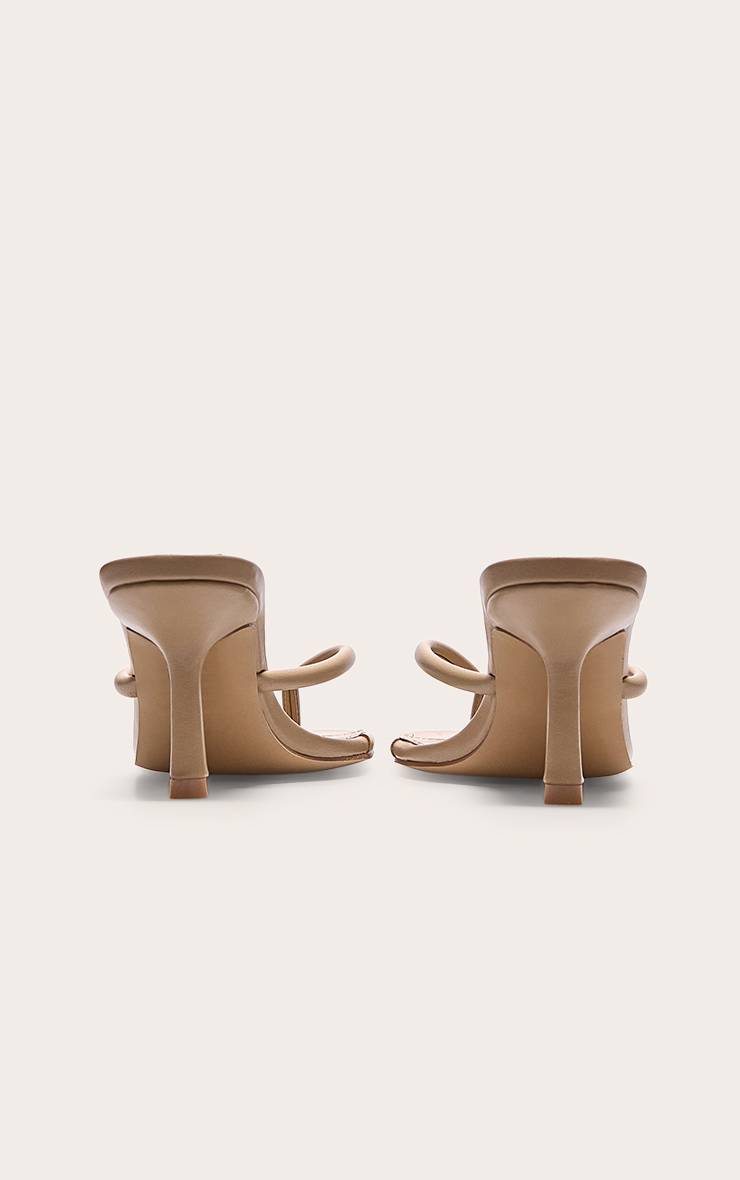 Camel Mules À Talon En Synthétiquecuir Avec Bride Entre Les Orteils