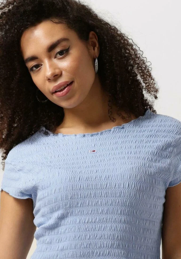 TOMMY JEANS blauwe tommy jeans top tjw slim smock tee