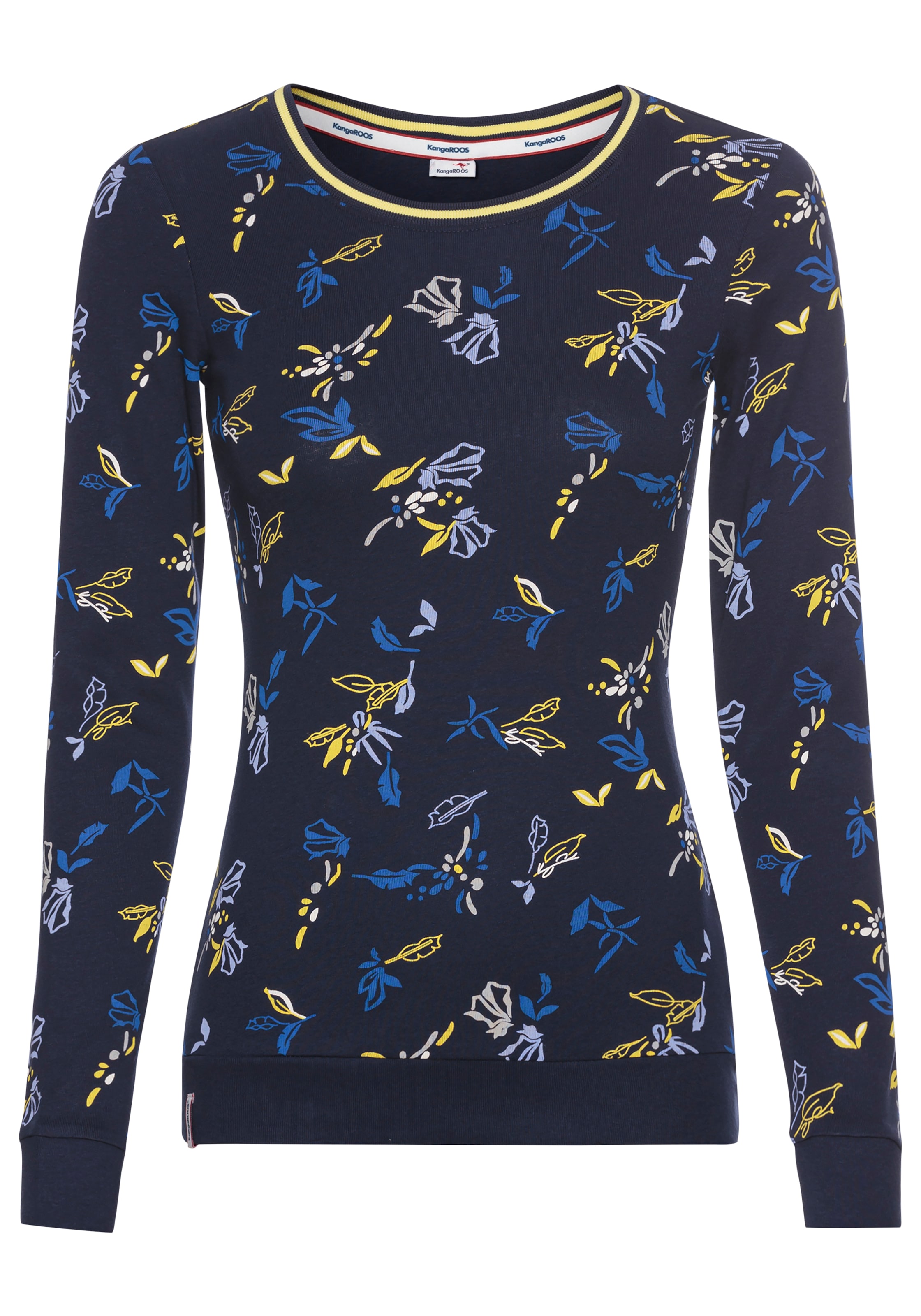 KangaROOS Langarmshirt , mit Allover-Print und Kontrastdetails
