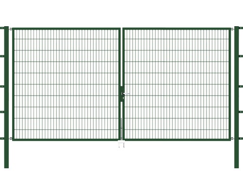 Dubbele poort van metaalgaas, ALBERTS Flexo 400 x 200 cm, inclusief palen 8 x 8 cm, groen