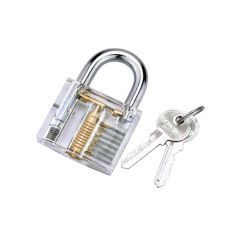 (18-tlg. Set) Dietrich Lockpicking Set mit Übungsschloss und Edelstahl Spannköpfen / Dietriche - Grau