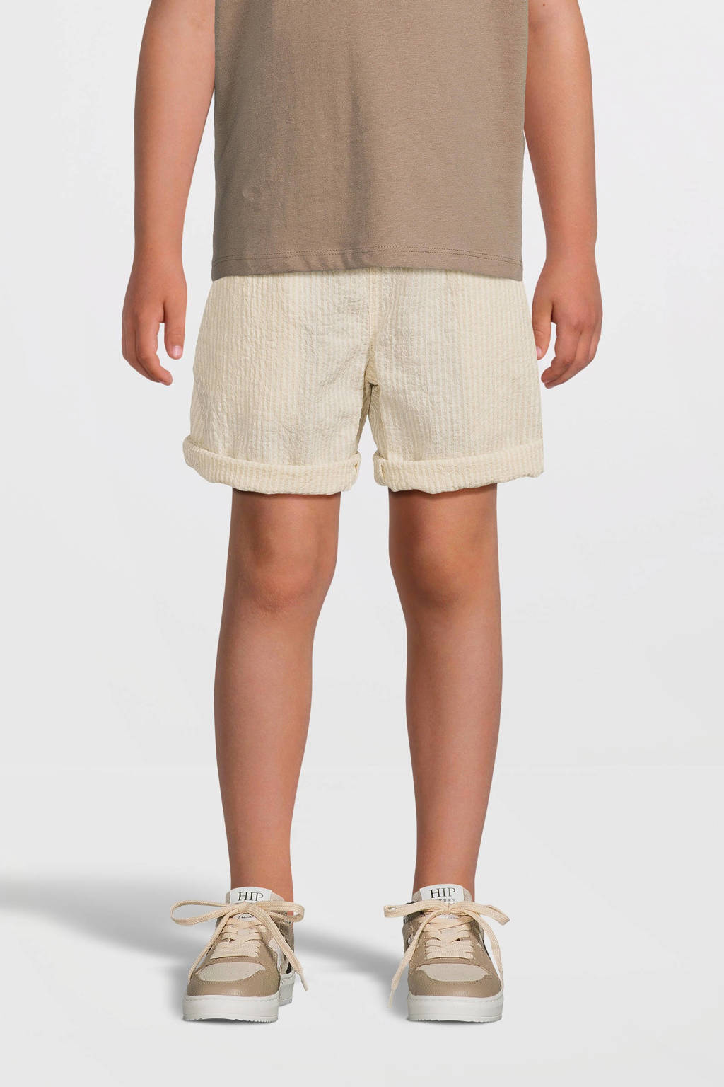 NAME IT gestreepte short NKMFEDENIS beige/ecru