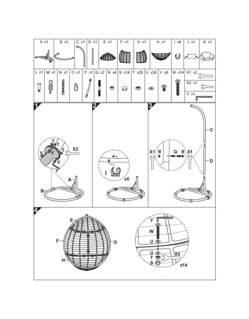 Bestgarden Hangstoel Egg Wicker - Tuinmeubelen - 65x90x120\/195 cm Grijs Zwart Staal-Outdoor