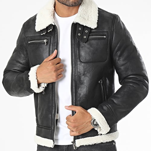 Veste Zippée Col Mouton 21003 Noir