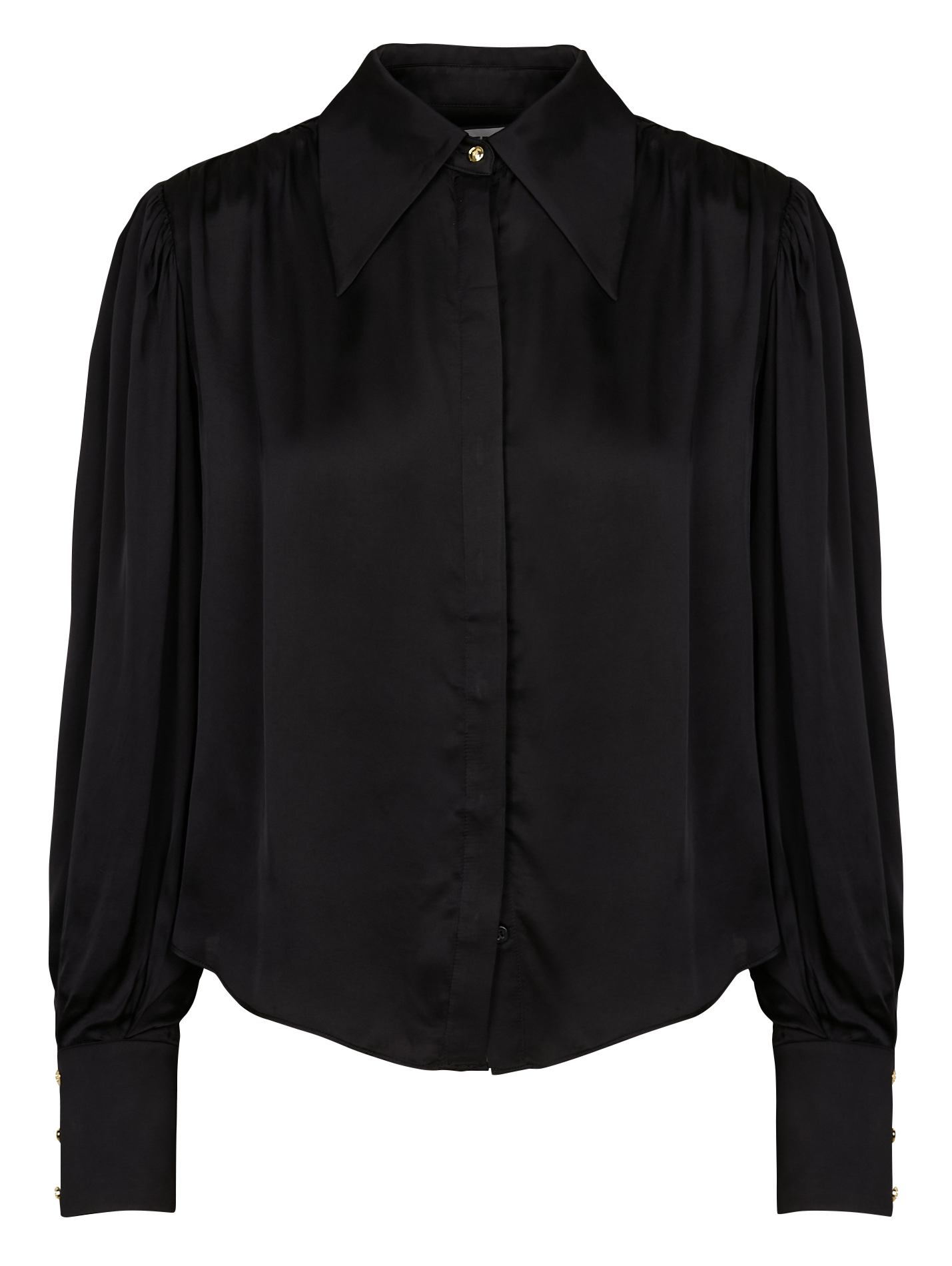 CHARLENE - Chemise col classique droite satinée | Noir