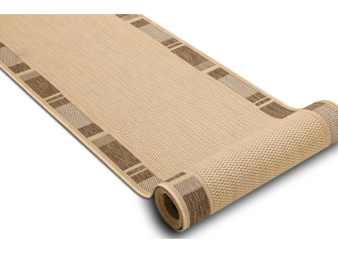 TAPIS DE COULOIR SIZAL FLOORLUX modèle 20195 mais / café 80x600 cm