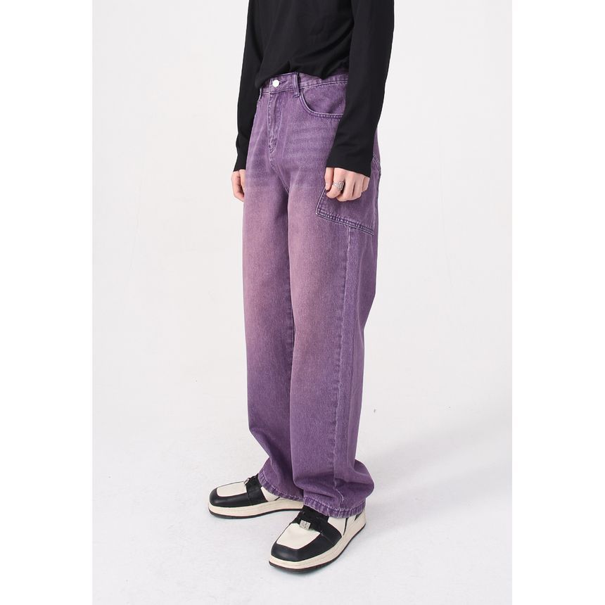 FAERIS - Mid Rise Washed Loose Fit Cargo Jeans