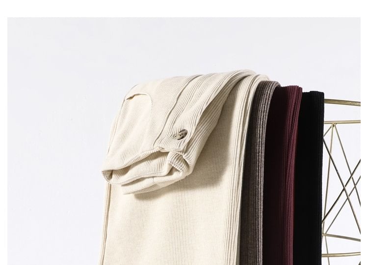 Klevy - Hoge taille effen corduroy wijde broek