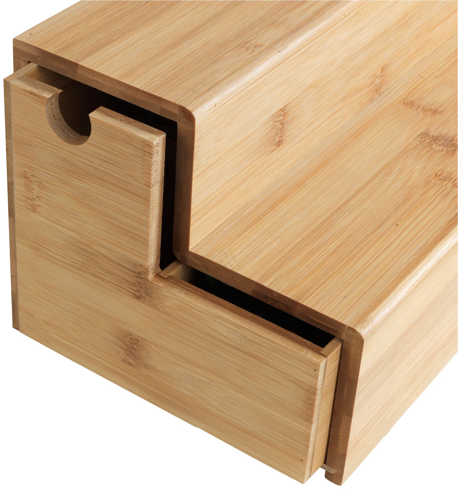 WENKO Aufbewahrungssystem »Bambus Treppe« 1 Stk. tlg. Küchenregal mit 2 Stufen und Schublade, ideal für die Arbeitsplatte