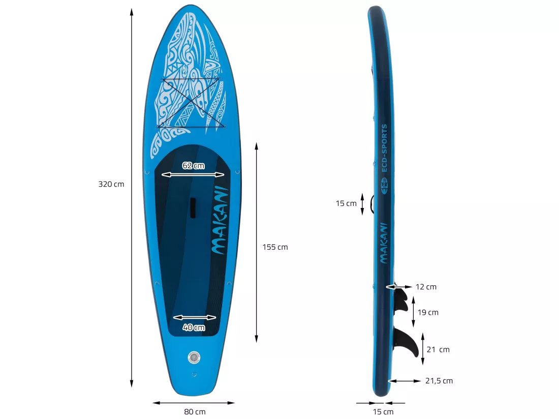 Stand up paddle pagaie SUP gonflable Makani 320cm bleu ECD Germany