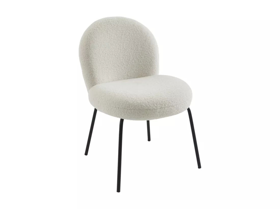 Lot de 6 chaises en tissu bouclette et métal noir - Crème - CURLYN de Pascal Morabito