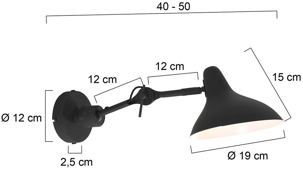 Wandlamp 2693ZW Anne Kasket B50 x D45 cm