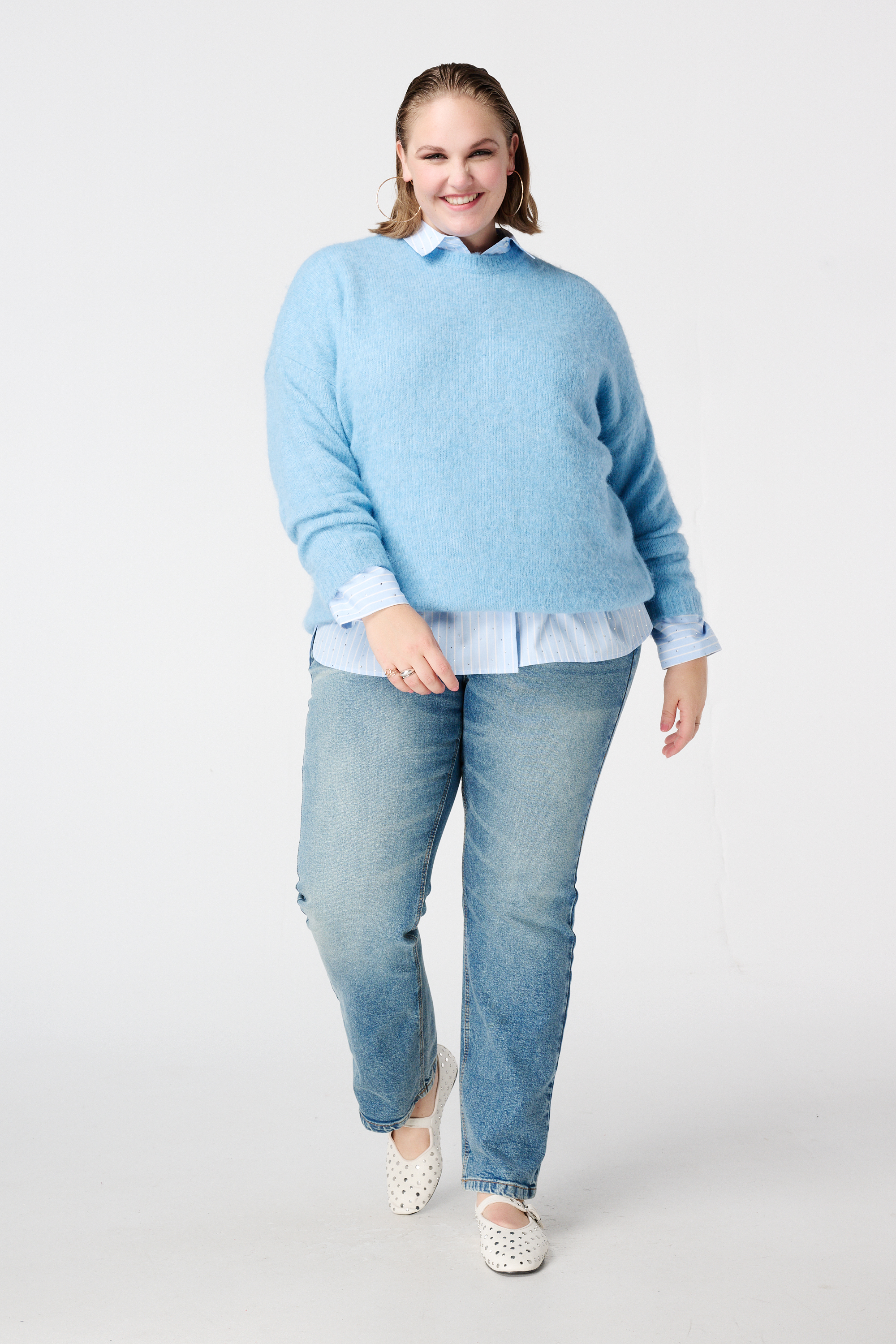 Gebreide trui blauw