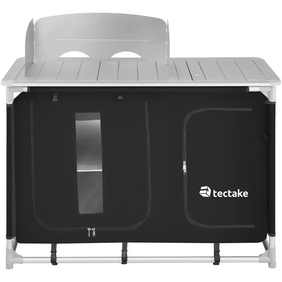 tectake - Campingkeuken 116x52x107cm, Zwart