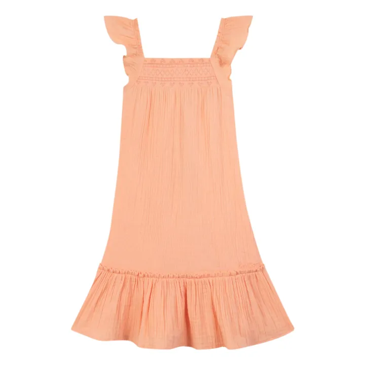 Bonton Robe à Volants Celia Coton Bio | Abricot