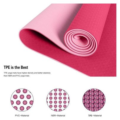 Tapis de Yoga Tapis de Sport Tapis Fitness avec Un Sangle 183 x 61 x 0 6 cm Rose rose