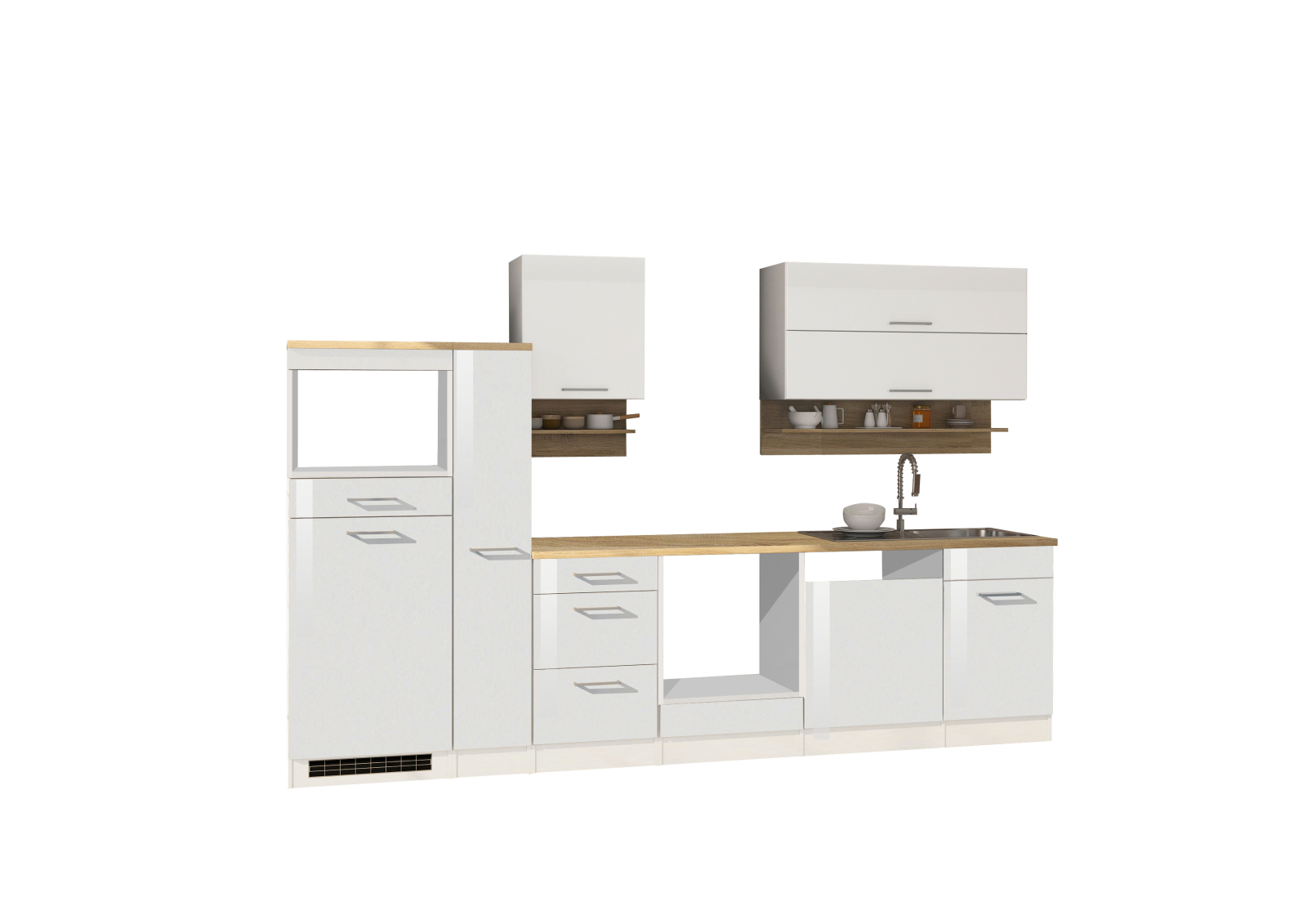 Küchenblock ROM - weiß Hochglanz - 310 cm