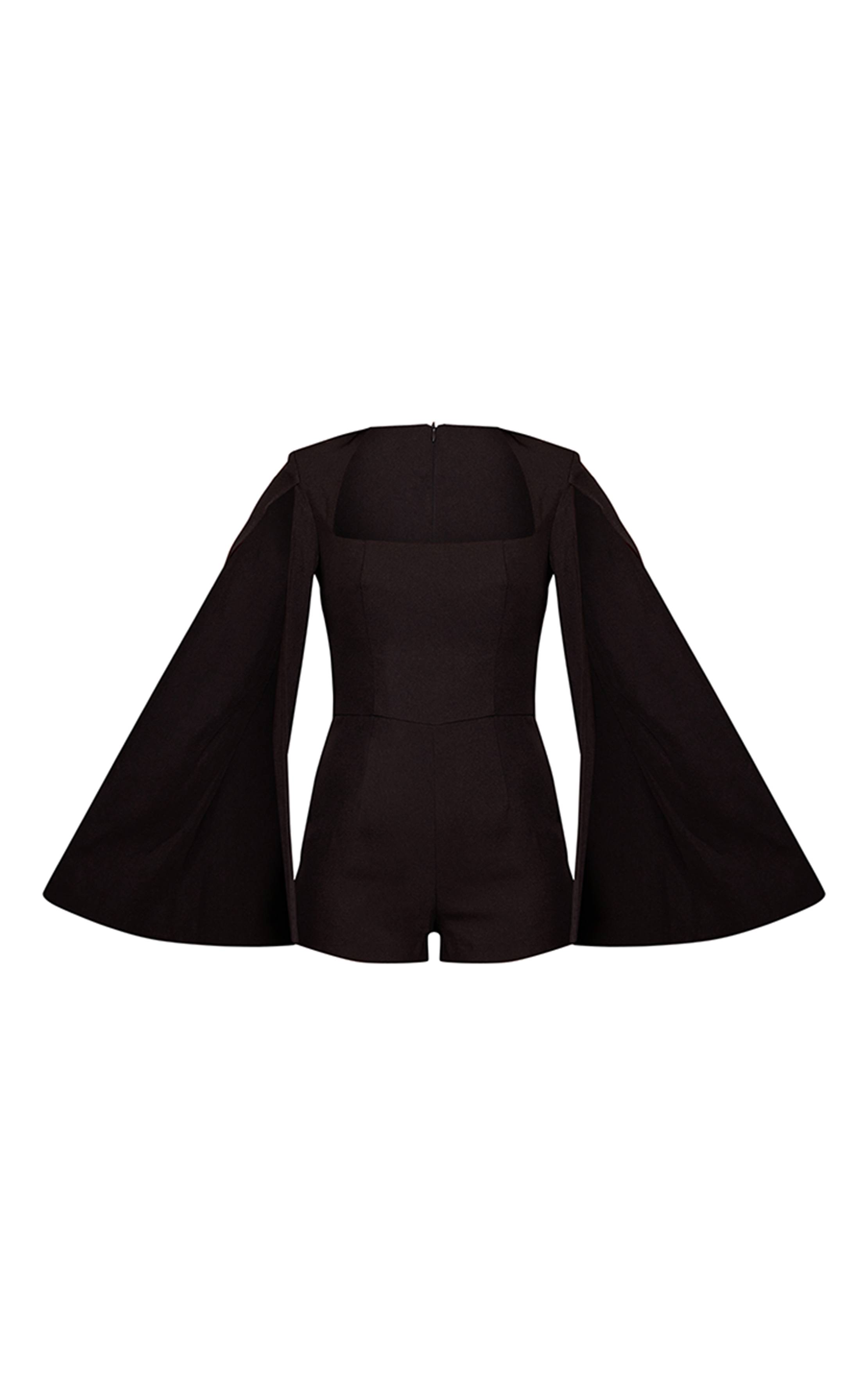 Noir Combinaison-short Tissée À Manches Cape