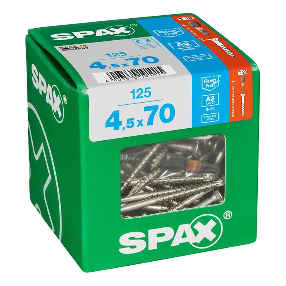 TRESKRUE SPAX RUSTFRI A2 4,5X70MM 125 STK
