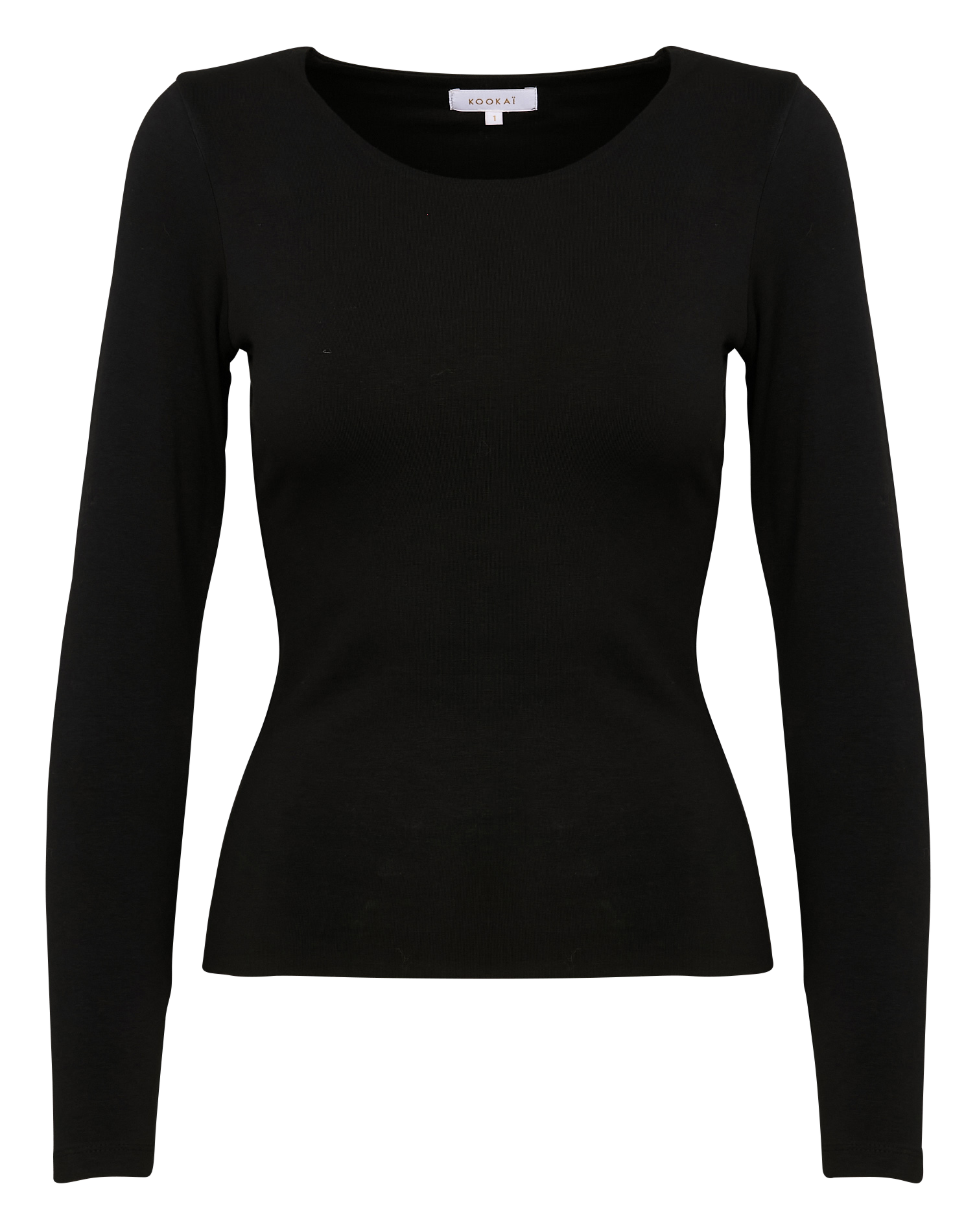 CURT - Tee-shirt cintré col rond en coton stretch | Noir
