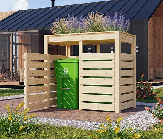 Karibu Mülltonnenbox mit Pflanzdach für 2 Tonnen (2x 240 l)