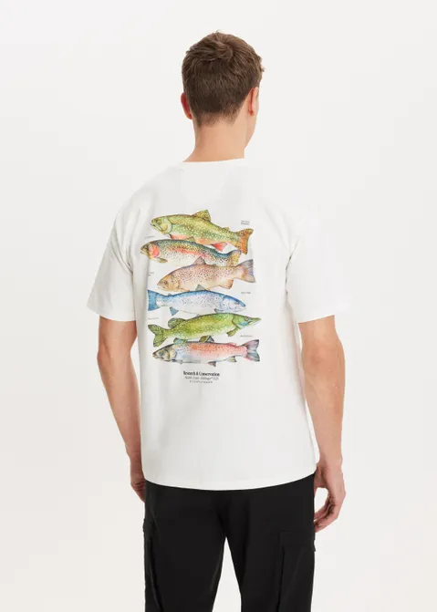 T-shirt met print vissen off-white (WIT.O)