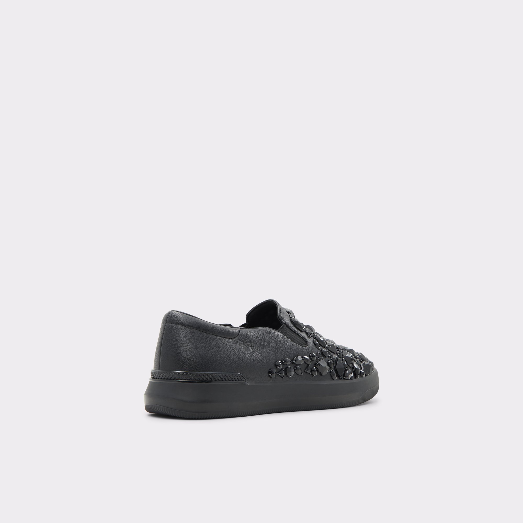 Reo Black Synthetic Shiny Men Slip-ons