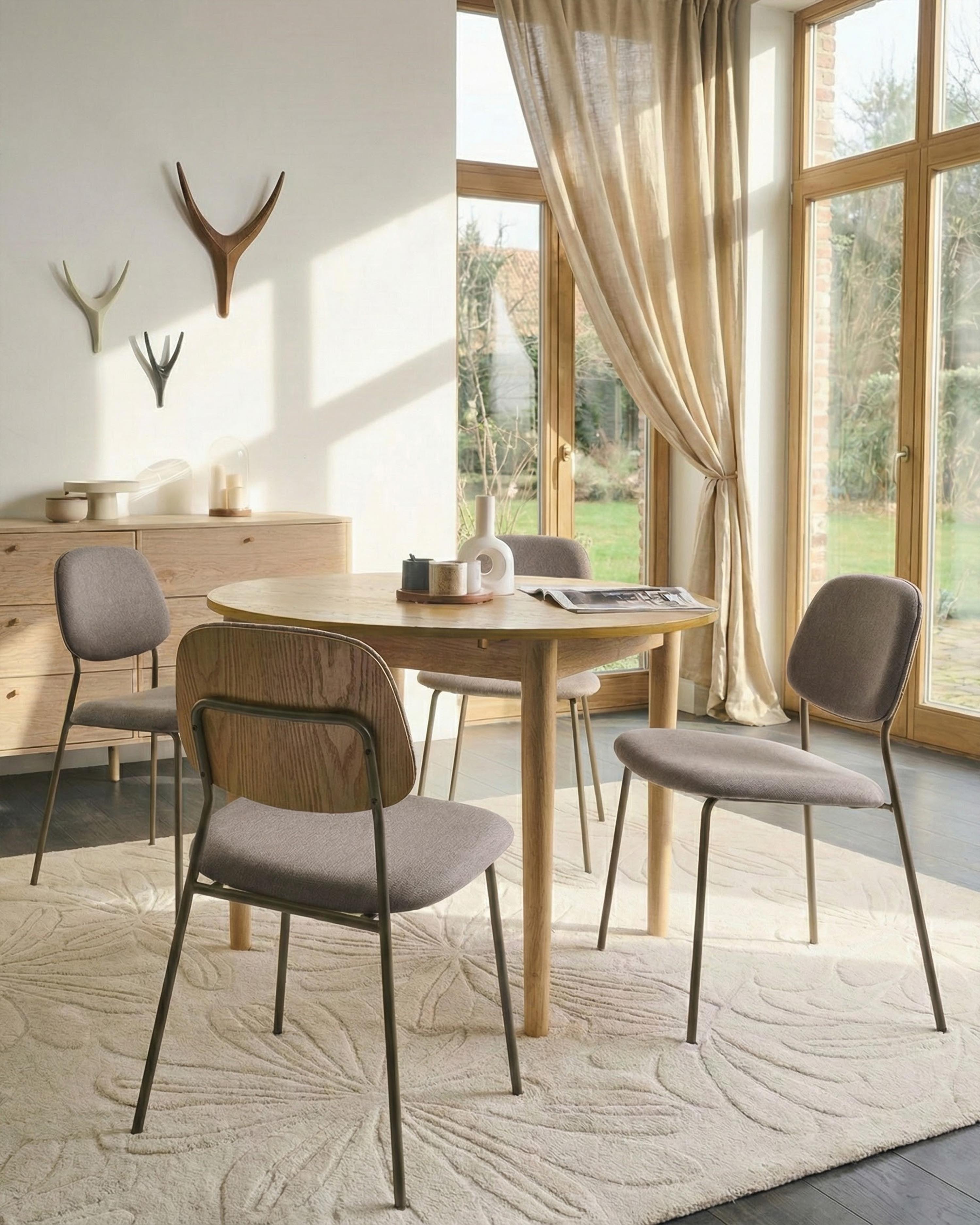 Set van 4 eetkamerstoelen RILEY Stof Taupe