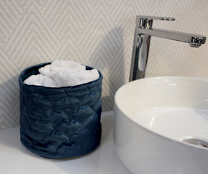 Panier en velours polyester bleu nuit Azao